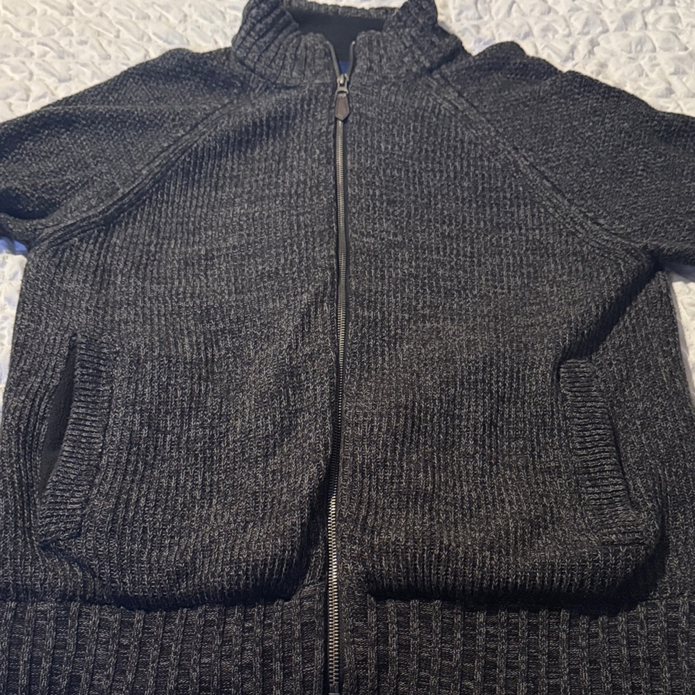 Lanesboro Men's Dark Gray Zip-Up Sweater - Picture 3 of 4